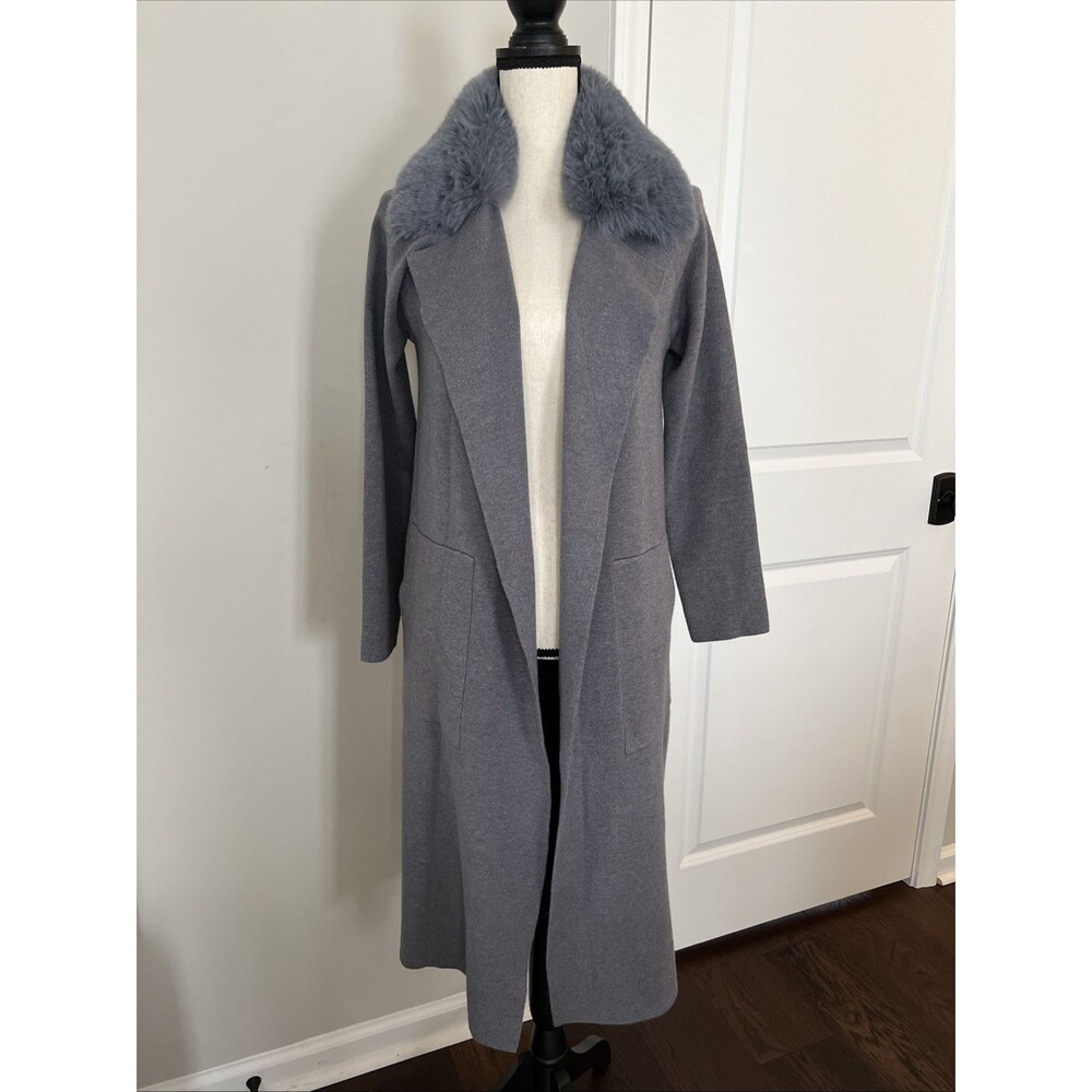 NWT Philosophy Faux Fur Collar Duster Gray XS